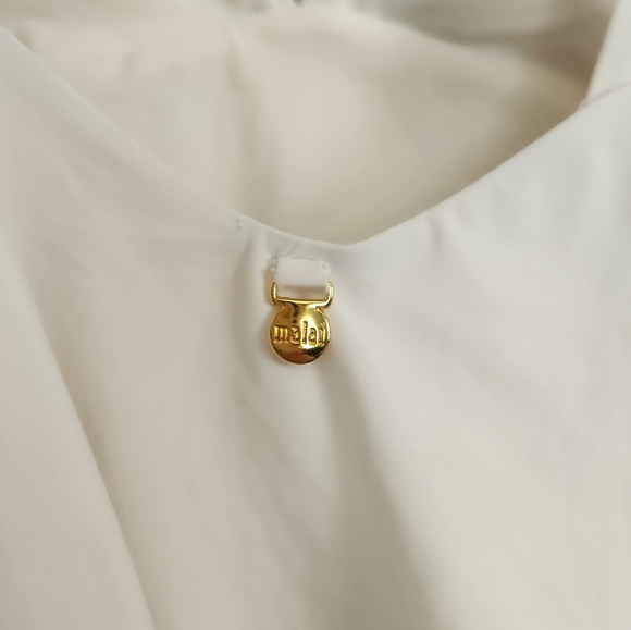 Malai White Ruffled One Piece Bridal V Neck Low Back Swimsuit Small - Picture 5 of 7